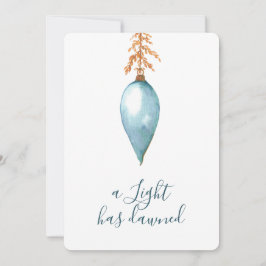 Tarjeta Festiva Navidades de color azul pintado a mano minimalista