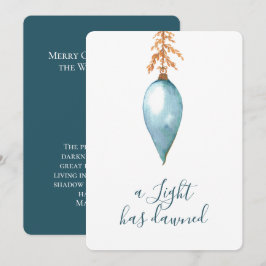 Tarjeta Festiva Navidades de color azul pintado a mano minimalista