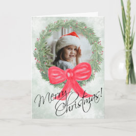 Tarjeta Festiva Navidades de color de agua con marco de foto corta