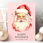 Tarjeta Festiva Navidades de color rosa vintage de Santa Claus<br><div class="desc">¡Envíe saludos festivos con nuestra tarjeta de vacaciones Navidades Santa Claus de color rosa de la Vintage! Esta encantadora tarjeta cuenta con un nostálgico ilustracion acuático de Santa Claus, decorado con delicados copos de nieve. Perfecto para difundir alegría por las vacaciones, esta tarjeta captura el espíritu atemporal de los Navidades....</div>
