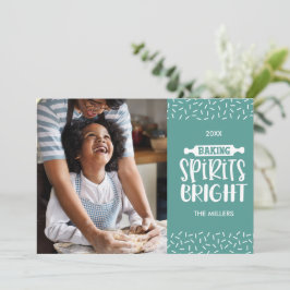 Tarjeta Festiva Navidades de color verde claro que hornean a los e