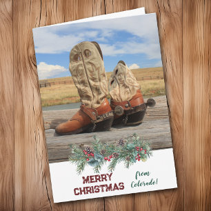Tarjeta Festiva Navidades De Colorado Western Boot