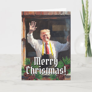 Tarjeta Festiva Navidades de comida rápida Donald Trump 2024