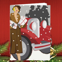 Tarjeta Festiva Navidades de compras en la nieve