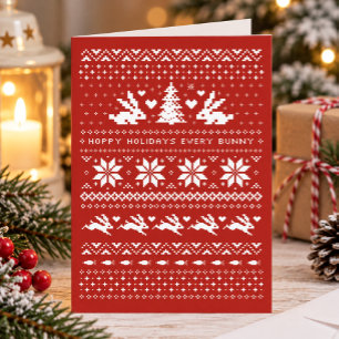 Tarjeta Festiva Navidades de conejitos adornos Festividades