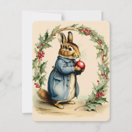 Tarjeta Festiva navidades de conejo de suecia de época