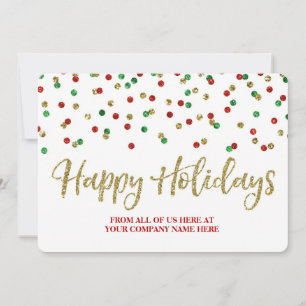 Tarjeta Festiva Navidades de Confetti Verde Rojo Dorado