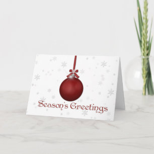 Tarjeta Festiva Navidades de copas de nieve de Oranmento Rojo salu
