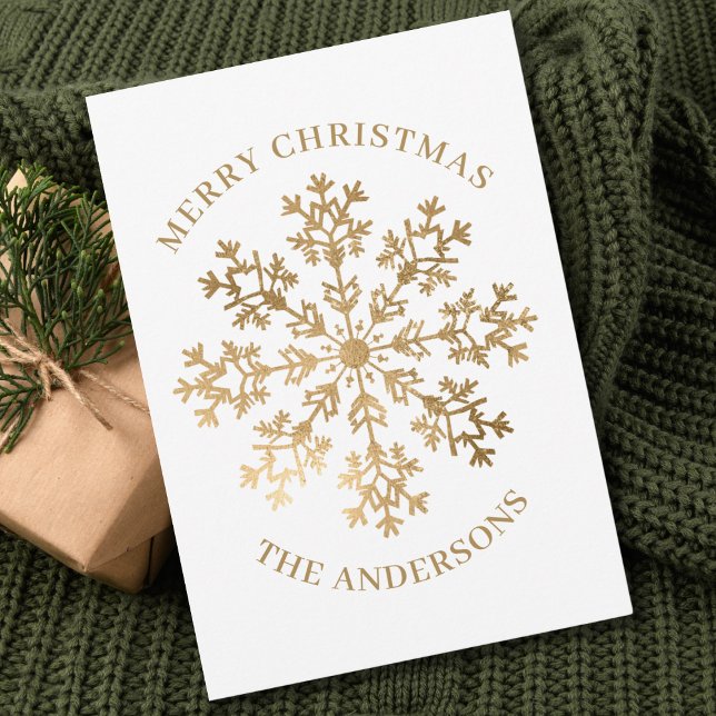 Tarjeta Festiva Navidades de copo de nieve de oro (Subido por el creador)