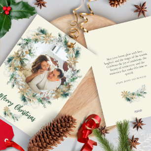 Tarjeta Festiva Navidades de copos de nieve con manchas de agua Wr