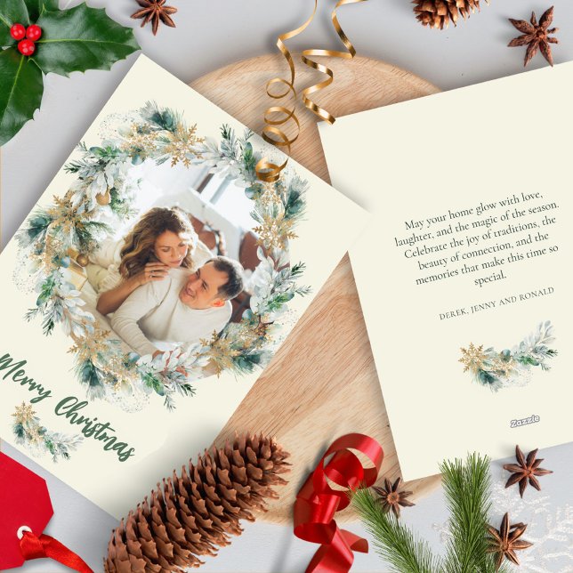 Tarjeta Festiva Navidades de copos de nieve con manchas de agua Wr (Subido por el creador)