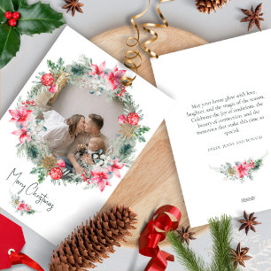 Tarjeta Festiva Navidades de copos de nieve de color húmedo botáni