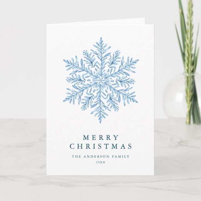 Tarjeta Festiva Navidades de copos de nieve de invierno (Anverso)