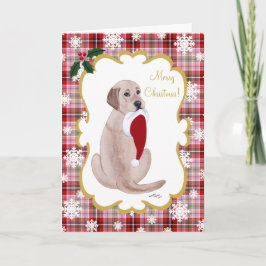 Tarjeta Festiva Navidades de Copos de Nieve de Labrador Amarillo y