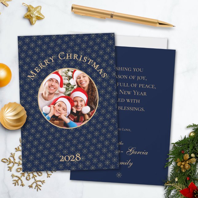 Tarjeta Festiva Navidades de copos de nieve de oro azul de mediano (Subido por el creador)