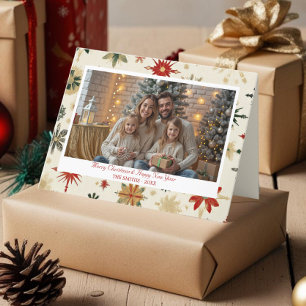 Tarjeta Festiva Navidades de copos de nieve de oro veneciano foto