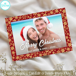 Tarjeta Festiva Navidades de copos de nieve Guión de diseño de fot