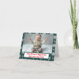 Tarjeta Festiva Navidades de copos de nieve verdes doblados tarjet