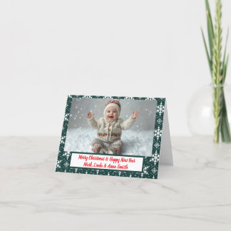 Tarjeta Festiva Navidades de copos de nieve verdes doblados tarjet