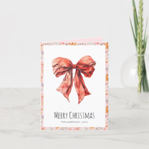 Tarjeta Festiva Navidades de Coquette Bow Rosado Foto