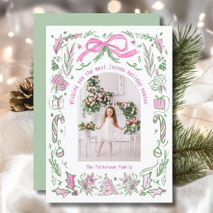 Tarjeta Festiva Navidades de Coquette Foto de la familia Doodle Ve