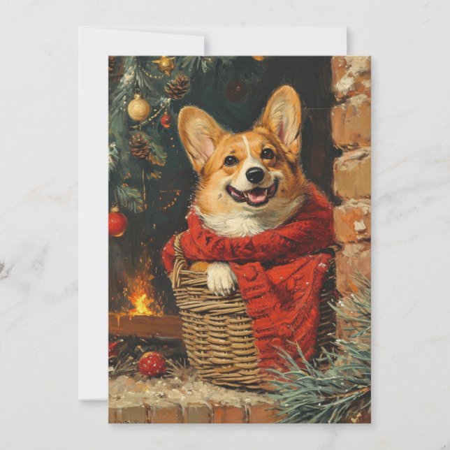 Tarjeta Festiva Navidades de Corgi (Anverso)