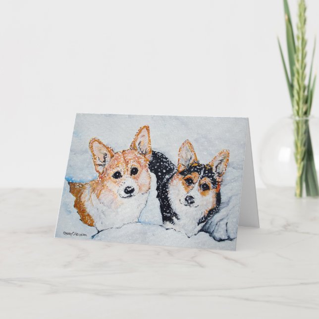 Tarjeta Festiva Navidades de Corgi (Anverso)