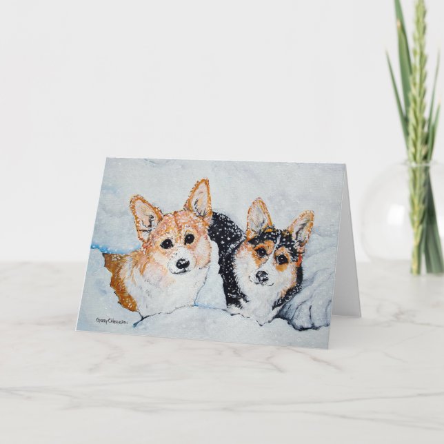 Tarjeta Festiva Navidades de Corgi (Anverso)