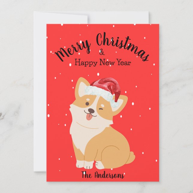 Tarjeta Festiva Navidades de Corgi (Anverso)