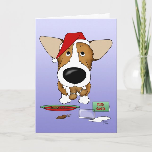 Tarjeta Festiva Navidades de Corgi galés (Anverso)