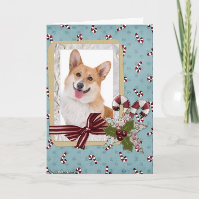 Tarjeta Festiva Navidades de Corgi galés tradicionales (Anverso)