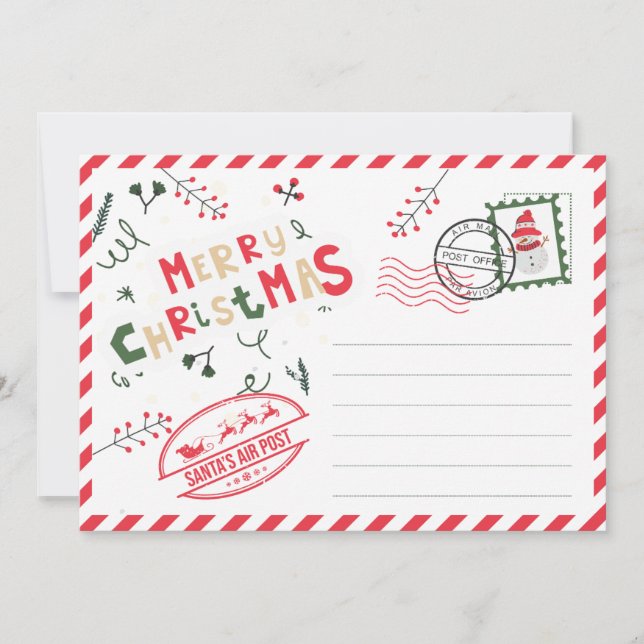 Tarjeta Festiva Navidades de correos de sello de época (Anverso)