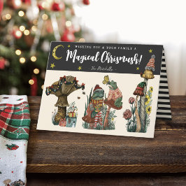 Tarjeta Festiva Navidades de Cottagecore de hongo de moras negras