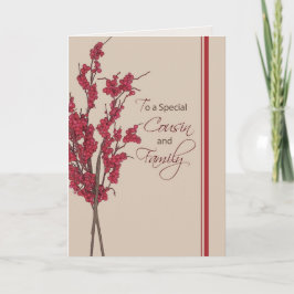 Tarjeta Festiva Navidades de Cousin and Family Holly Berries