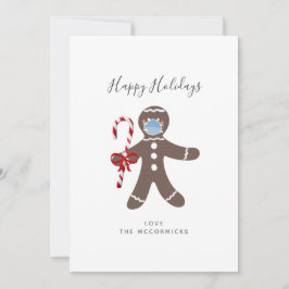 Tarjeta Festiva Navidades de Covid Divertido hombre de pan de jeng