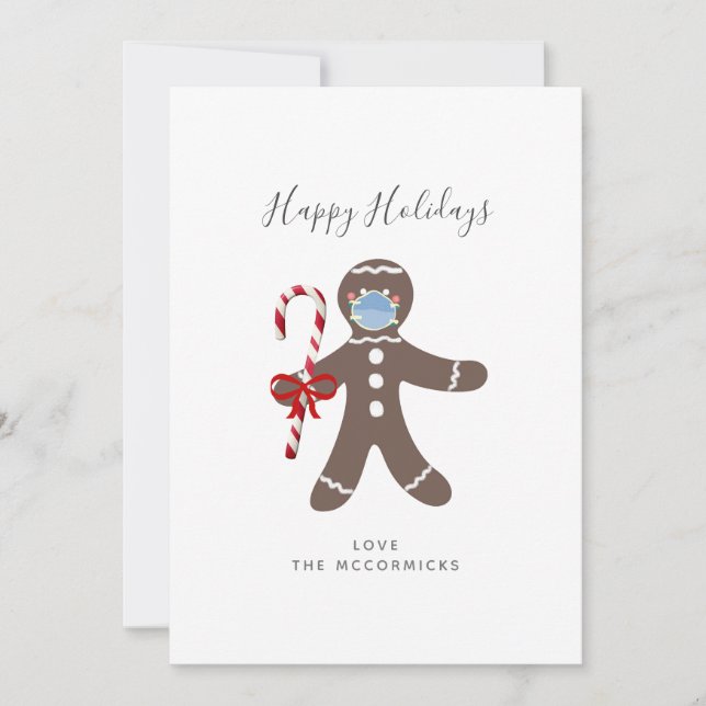 Tarjeta Festiva Navidades de Covid Divertido hombre de pan de jeng (Anverso)