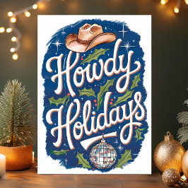 Tarjeta Festiva Navidades de Cowboy Disco Ball de Howds Holidays