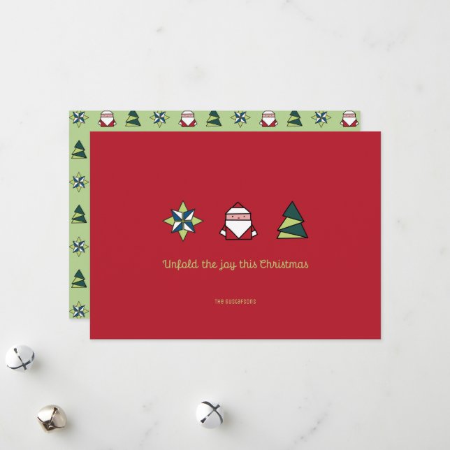 Tarjeta Festiva Navidades de Cranberry Origami (Anverso/Reverso In Situ)