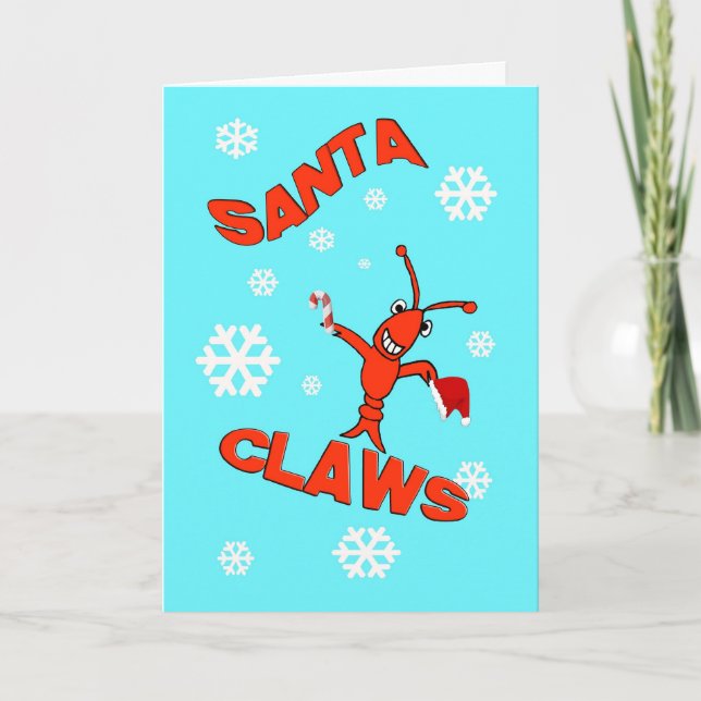 Tarjeta Festiva Navidades de Crawfish Santa Claws (Anverso)