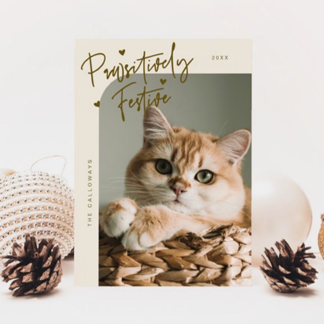 Tarjeta Festiva Navidades de crema de fotos de gatos paternalmente (Subido por el creador)