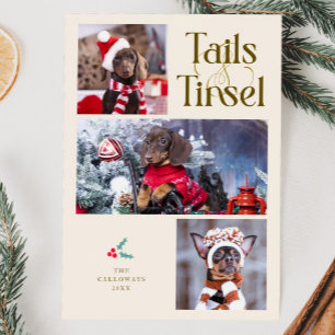 Tarjeta Festiva Navidades de crema de fotos de perro de Tails & Ti