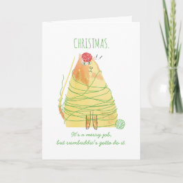 Tarjeta Festiva Navidades de crochet de punto de hilo enredado de 