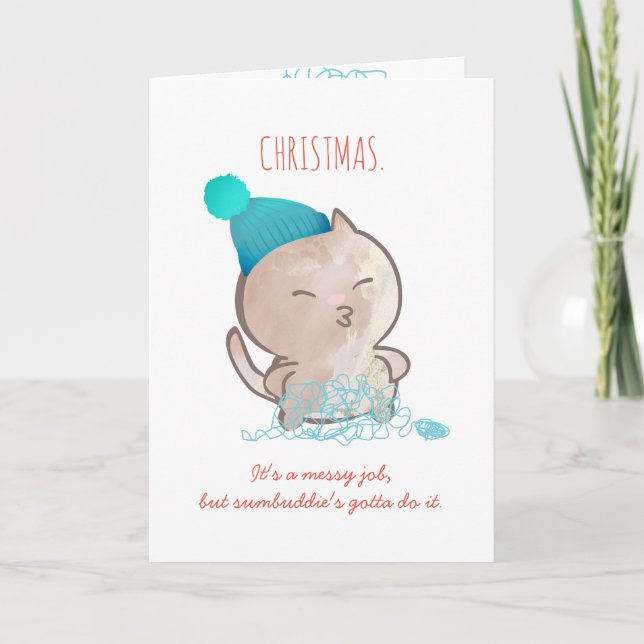 Tarjeta Festiva Navidades de crochet de punto de hilo enredado de  (Anverso)