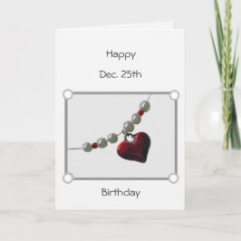 Tarjeta Festiva Navidades de cumpleaños Bead Heart Holiday Card