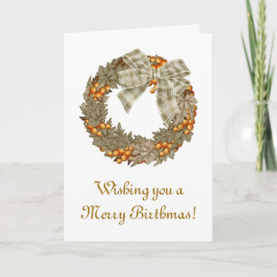 Tarjeta Festiva Navidades de cumpleaños de Merry Birthmas combinad