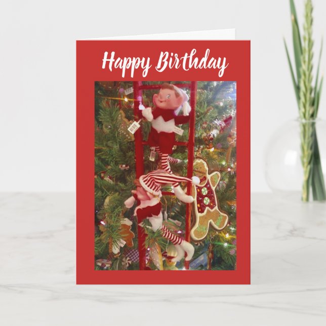TARJETA FESTIVA NAVIDADES DE CUMPLEAÑOS DESEAN DE AMIGOS ELF (Anverso)