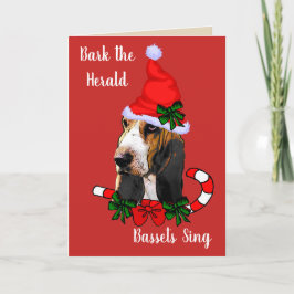 Tarjeta Festiva Navidades de Cute Basset Hound