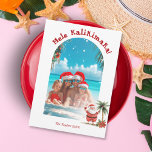 Tarjeta Festiva Navidades de Cute Beach Hawaii Mele Kalikimaka Fot<br><div class="desc">Fun Cute Hawaii Navidades de la playa tarjeta de vacaciones con foto,  con el texto "Mele Kalikimaka"</div>