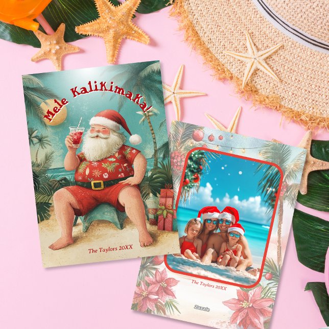 Tarjeta Festiva Navidades de Cute Beach Hawaii Mele Kalikimaka Fot (Subido por el creador)