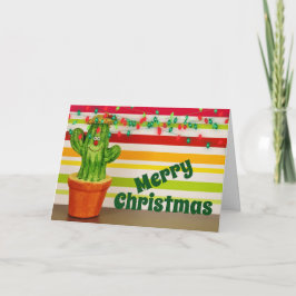 Tarjeta Festiva Navidades de Cute Cactus y Festis String Lights